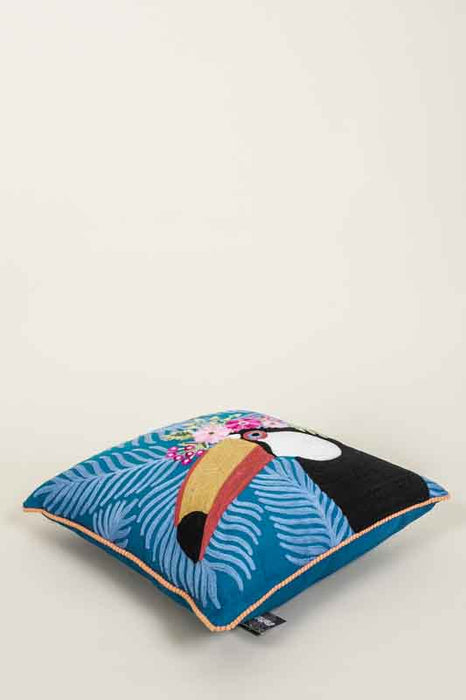 Decorative Cushion Cotton Toucan Dark Blue 45x45cm