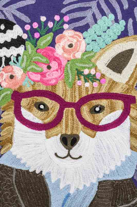 Coussin décoratif renard en coton 45x45cm
