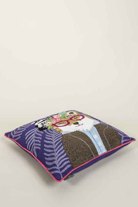 Coussin décoratif renard en coton 45x45cm