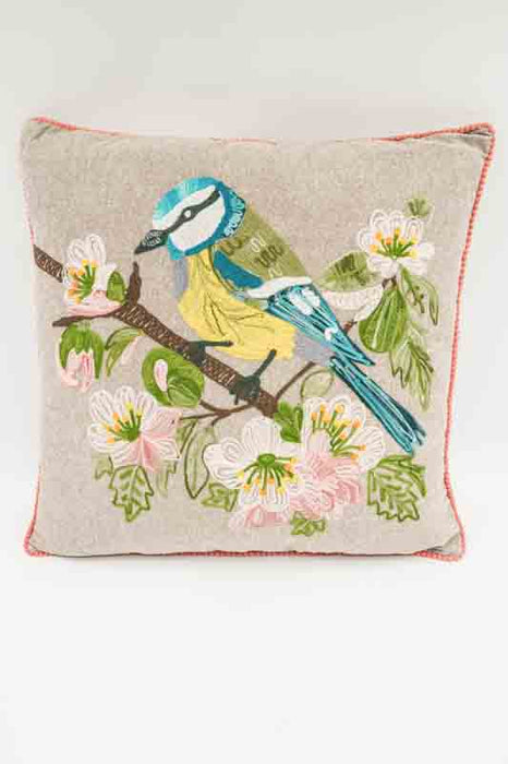 Decorative cushion cotton titmouse 45x45cm