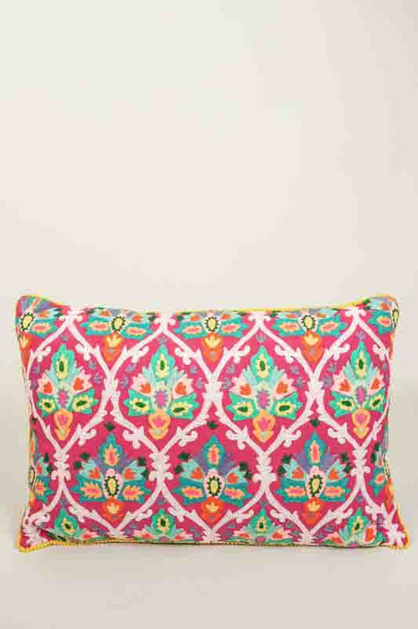Coussin décoratif en coton à motifs floraux rouge 40x60cm