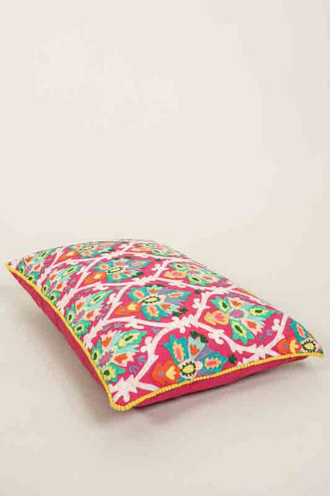 Coussin décoratif en coton à motifs floraux rouge 40x60cm