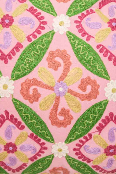 Decorative Cushion Cotton Floral Pattern Apricot/Green 40x60cm