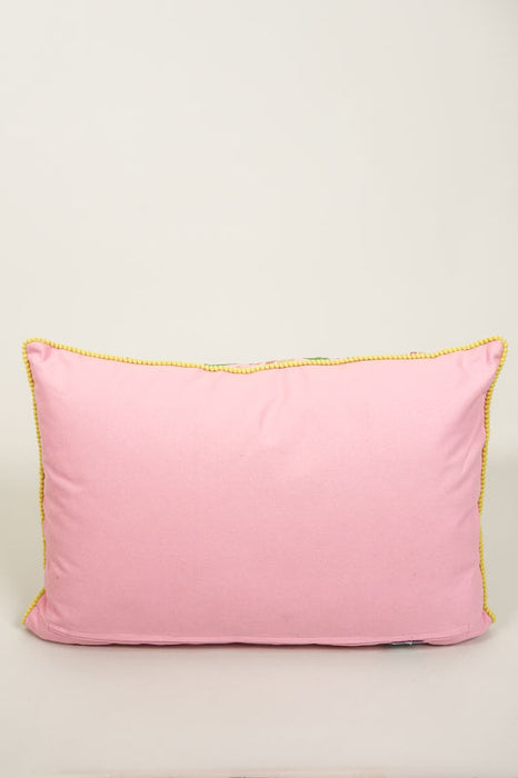 Decorative Cushion Cotton Floral Pattern Apricot/Green 40x60cm