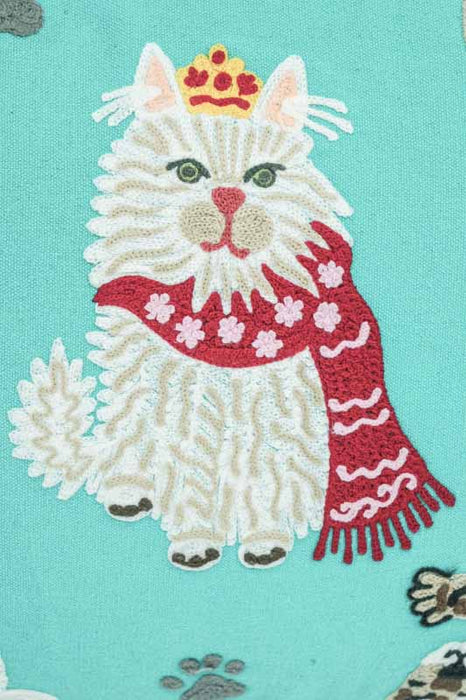 Zierkissen Baumwolle spielende Katzen türkis 40x60cm