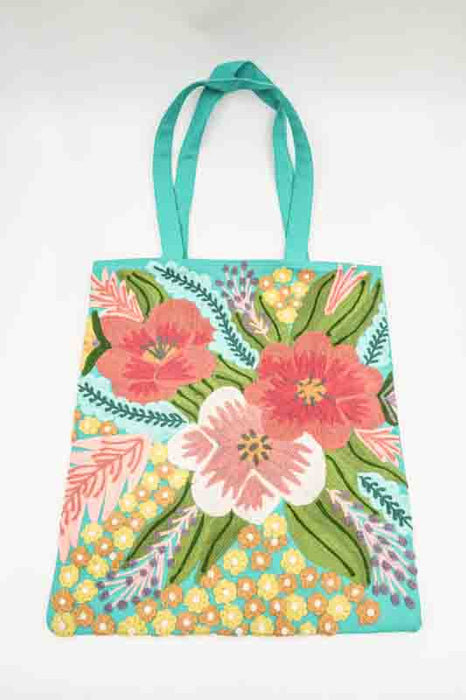 Shoulder bag cotton colorful flowers 35x40cm