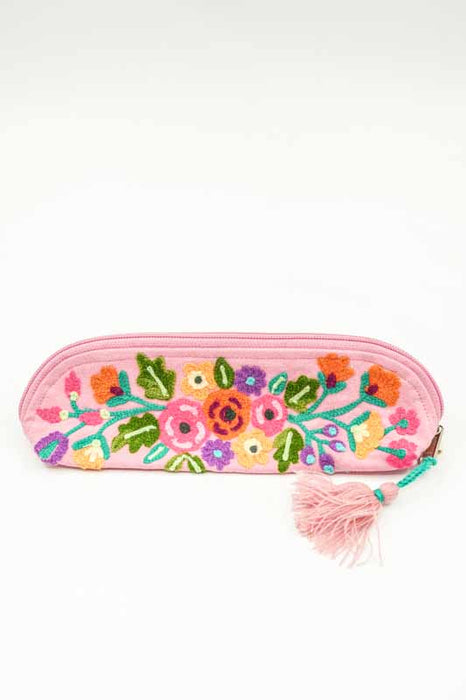 Kosmetiktasche Baumwolle bunte Blumen 21x6 cm