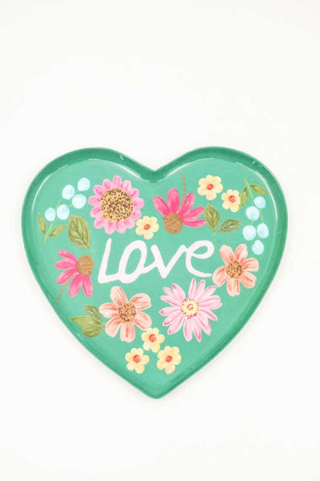 Decorative Plate/Trinket Dish, Heart-Shaped, "Love", 15x15cm