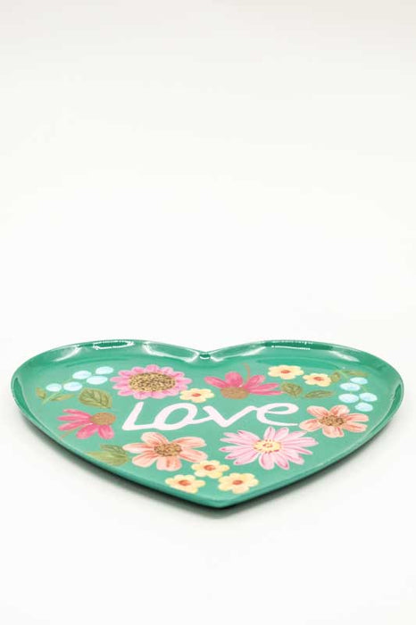 Decorative Plate/Trinket Dish, Heart-Shaped, "Love", 15x15cm