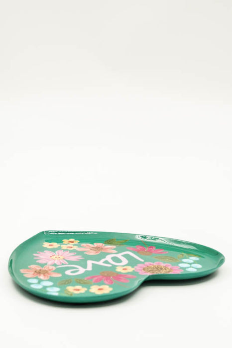 Decorative Plate/Trinket Dish, Heart-Shaped, "Love", 15x15cm