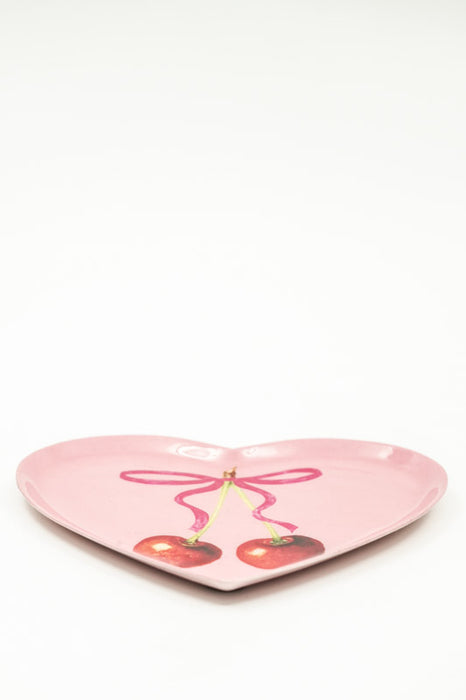 Decorative Plate/Trinket Dish, Heart-shaped, Cherries, 10x10cm
