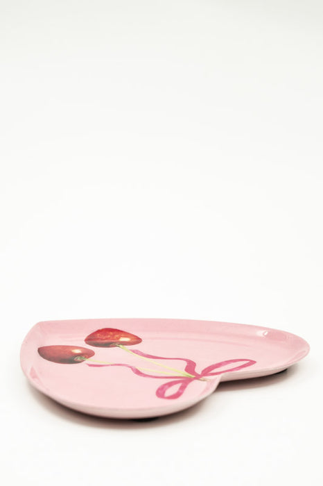 Decorative Plate/Trinket Dish, Heart-shaped, Cherries, 10x10cm