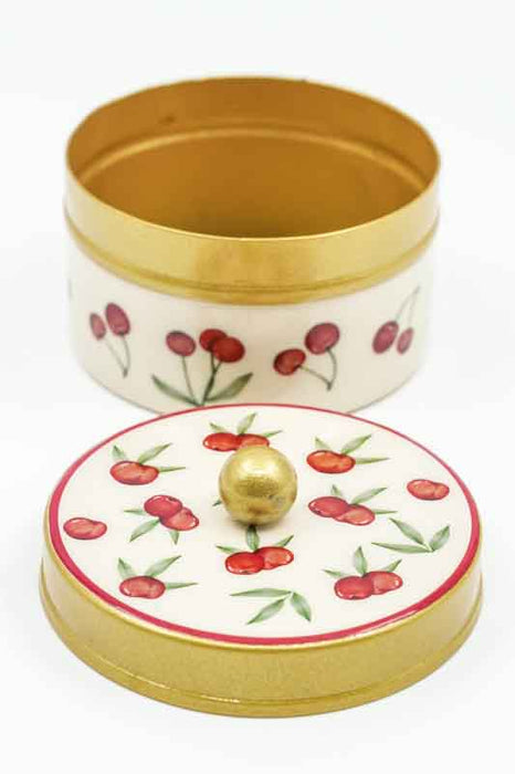 Dekobox mit Deckel rund Kirschen 9x5cm