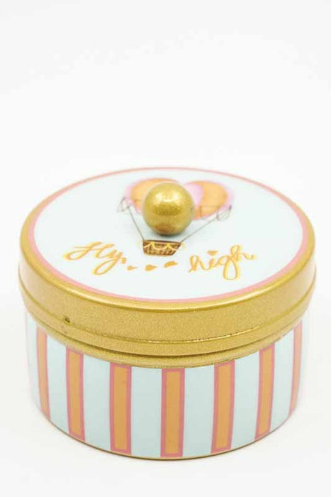 Dekobox mit Deckel rund "Fly high" Heissluftballon 9x5cm