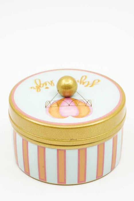 Dekobox mit Deckel rund "Fly high" Heissluftballon 9x5cm