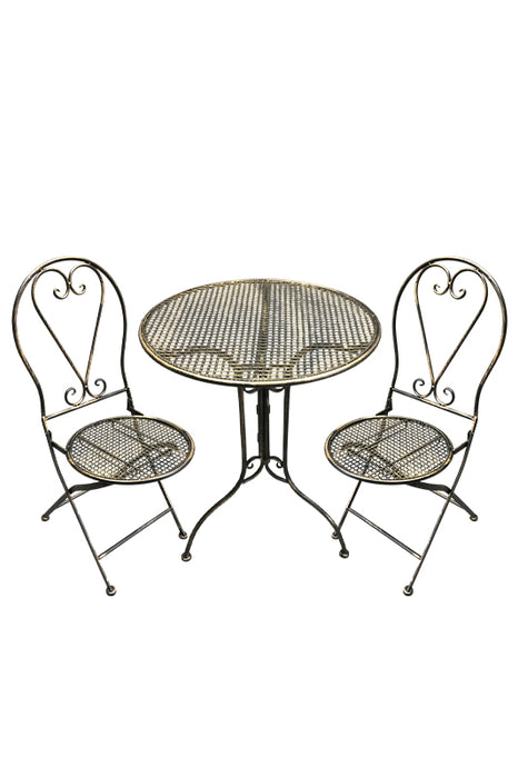 CACHET HIT garden furniture set: table with 2 chairs, antique black