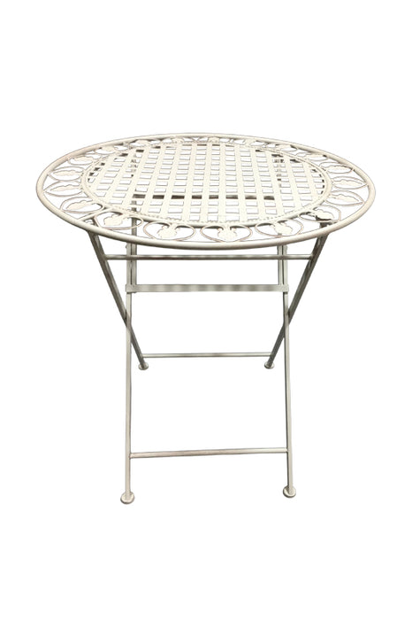 Round antique bistro table, cream, 70cm