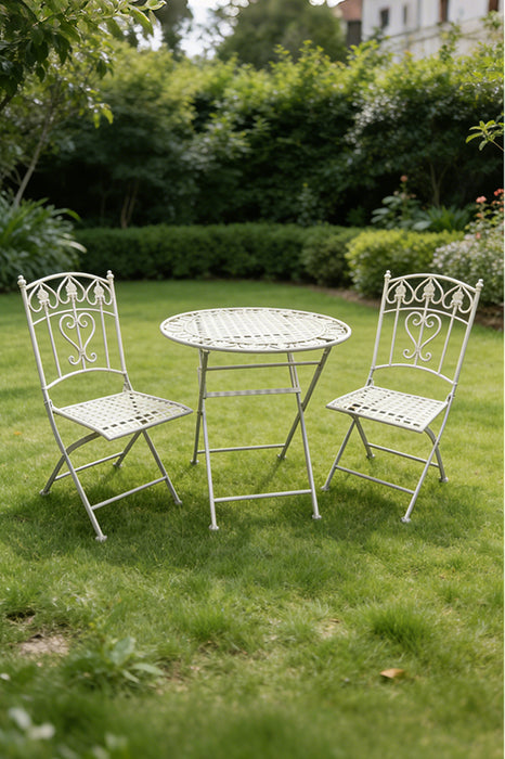 Round antique bistro table, cream, 70cm