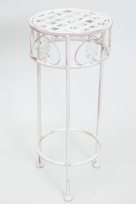 Round 3-legged antique cream flower stand, small, 22x50cm