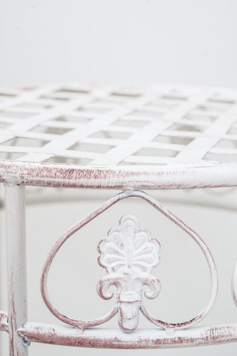 Round 3-legged antique cream flower stand, large, 32x70cm