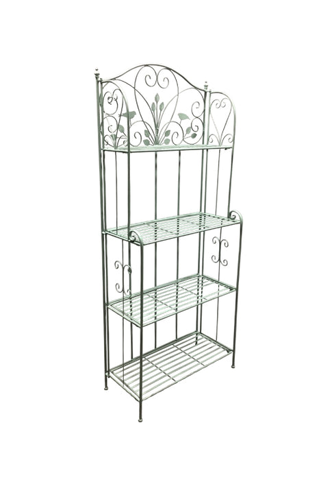 Flower stand with 4 shelves, sage green, 71x32x167cm