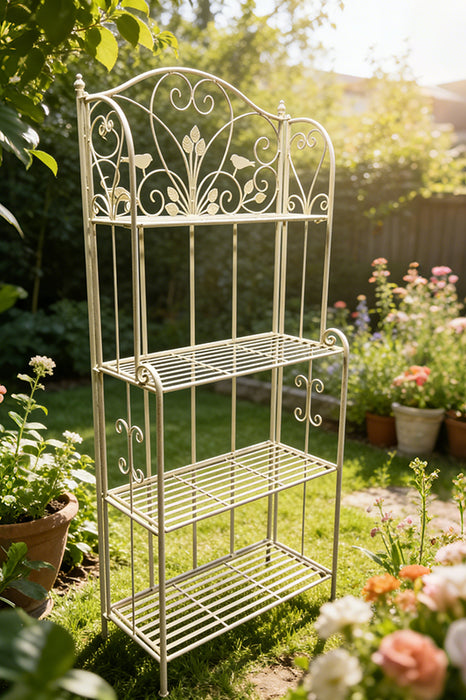 Flower frame with 4 shelves antique cream 71x32x167cm