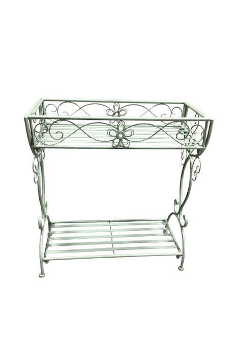 Flower stand with basket and shelf sage 55x25x60cm