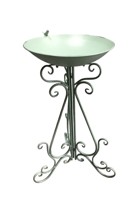 Bird bath, 3-legged, with saucer, sage green, 42x37x74cm