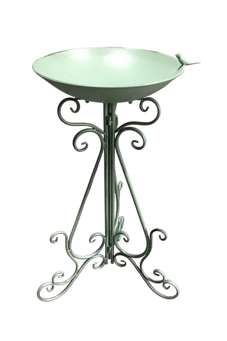 Bird bath, 3-legged, with saucer, sage green, 42x37x74cm