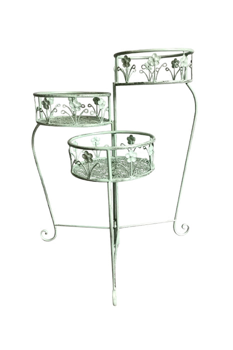 3-piece flower stand with baskets, sage green, 29x23x62cm