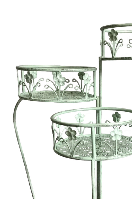 3-piece flower stand with baskets, sage green, 29x23x62cm