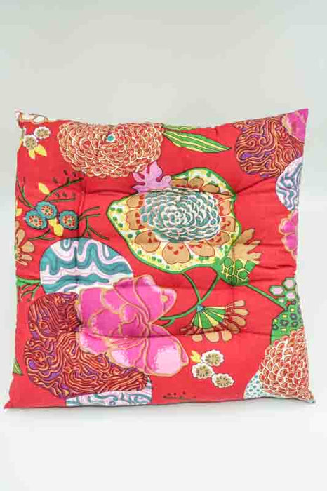 Sitzkissen/Stuhlkissen Gaddi Baumwoll-Print rot/multicolor 40x40x5cm