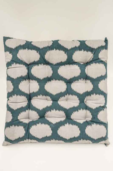 Seat cushion/chair pad Gaddi cotton print petrol/beige 40x40x5cm