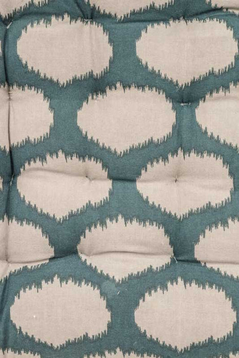 Seat cushion/chair pad Gaddi cotton print petrol/beige 40x40x5cm
