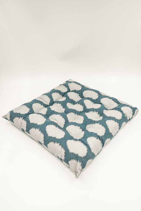Seat cushion/chair pad Gaddi cotton print petrol/beige 40x40x5cm