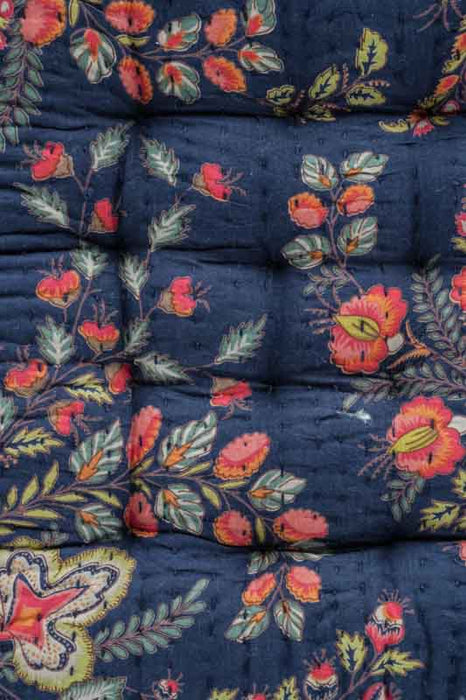 Sitzkissen Gaddi Baumwoll-Print mit Pompons navyblau/rot/multicolor 40x40x5cm