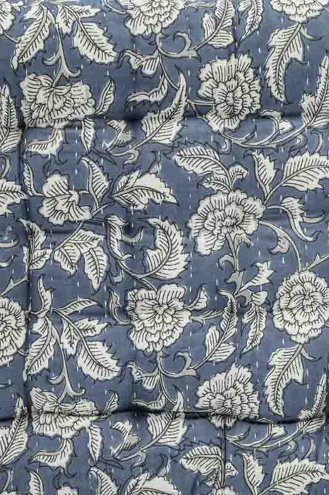 Sitzkissen Gaddi Baumwoll-Print mit Pompons grau/beige 40x40x5cm