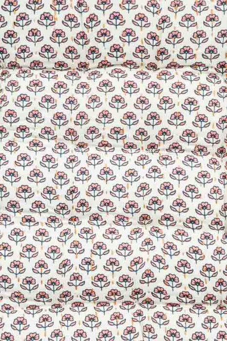 Sitzkissen Gaddi Baumwoll-Print mit Pompons beige/rosa/multicolor 40x40x5cm