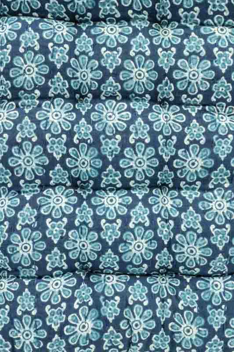 Sitzkissen Gaddi Baumwoll-Print mit Pompons blau/beige 40x40x5cm