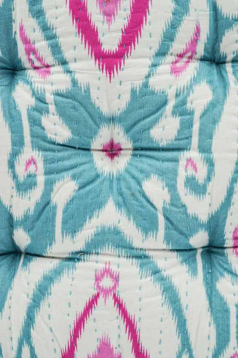 Sitzkissen/Bodenkissen Gaddi Baumwoll-Samt mit Print hellblau/pink/crème 40x40x10cm