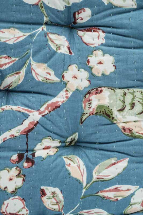 Sitzkissen/Bodenkissen Gaddi Baumwoll-Samt mit Print hellblau/weiss/rosa 40x40x10cm