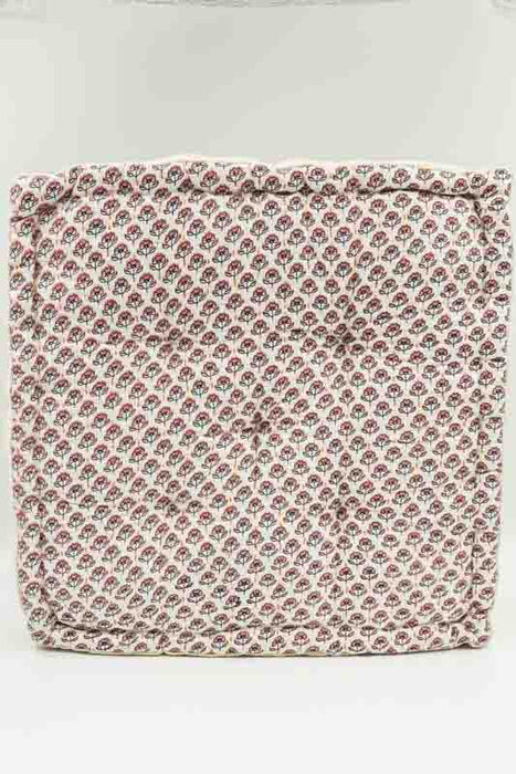 Sitzkissen/Bodenkissen Gaddi Baumwoll-Samt mit Print beige/rosa/multicolor 40x40x10cm