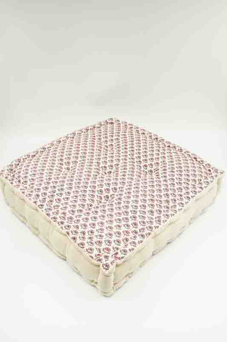 Sitzkissen/Bodenkissen Gaddi Baumwoll-Samt mit Print beige/rosa/multicolor 40x40x10cm