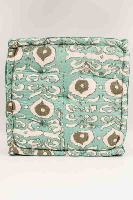 Sitzkissen/Bodenkissen Gaddi Baumwoll-Samt mit Print grün/braun/beige 40x40x10cm