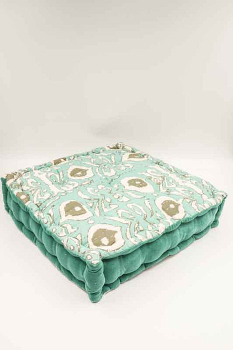 Sitzkissen/Bodenkissen Gaddi Baumwoll-Samt mit Print grün/braun/beige 40x40x10cm
