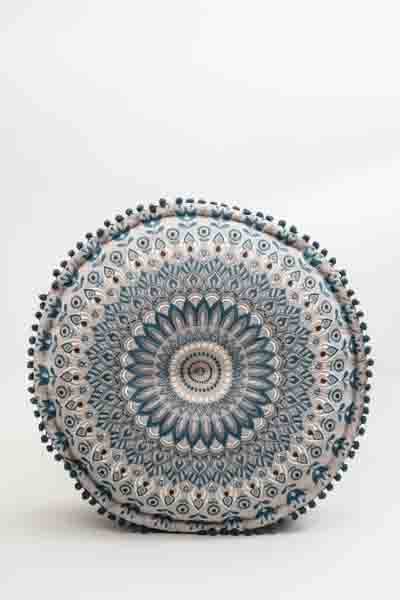 Puff bestickt blau gemustert 60x20cm