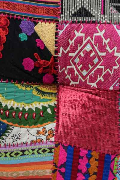 Puff bestickt Patchwork multicolor 60x20cm