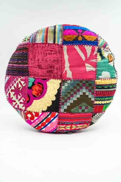 Sitzkissen Gaddi rund bestickt Patchwork multicolor 40cm