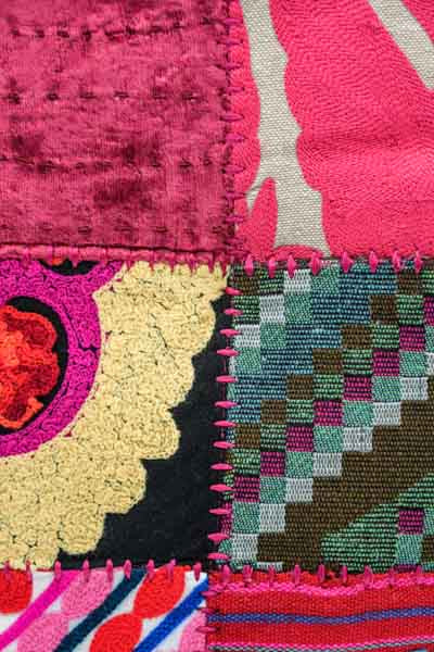 Sitzkissen Gaddi rund bestickt Patchwork multicolor 40cm