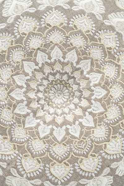 Sitzkissen Gaddi rund bestickt taupe offwhite 40cm